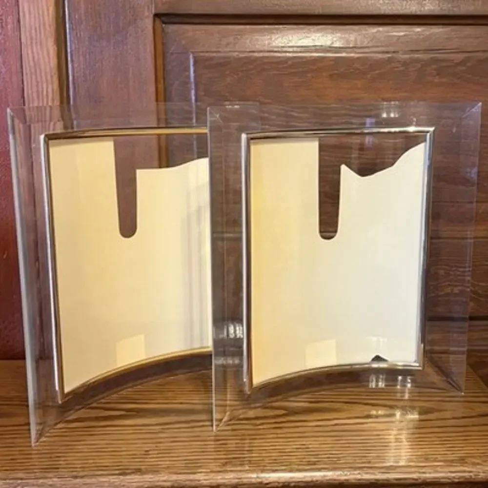 Vintage Curved 8x10 Picture Photo Frames Gold Tone Trim Modern Desk Set Of 2